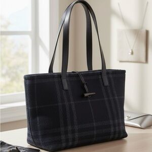 Burberry Nova Check wool and leather tote